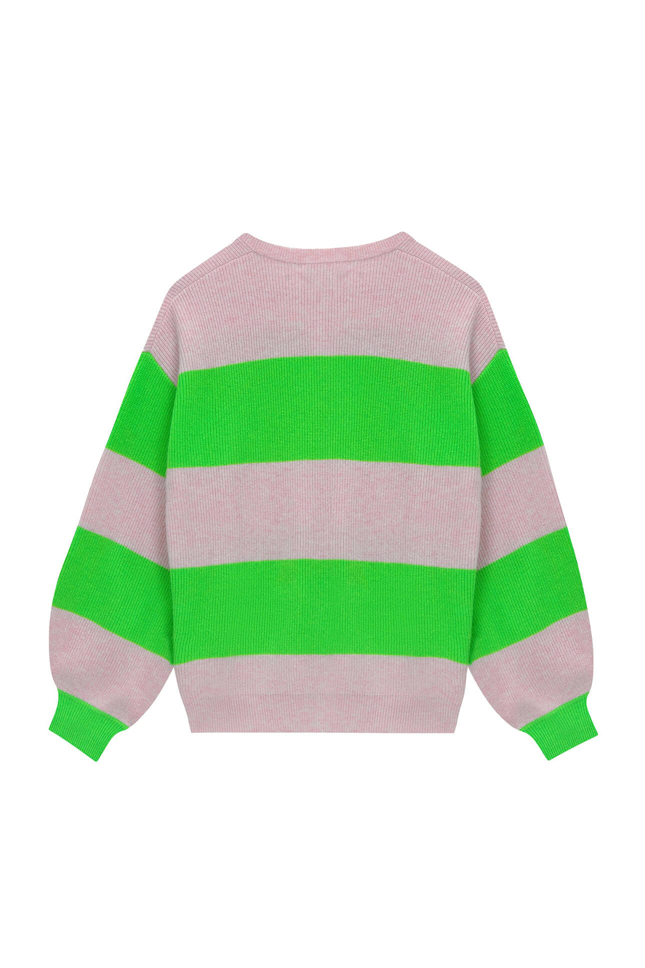 Pale Pink and Neon Green Stripe Cashmere Cardigan | Gussy and Lou