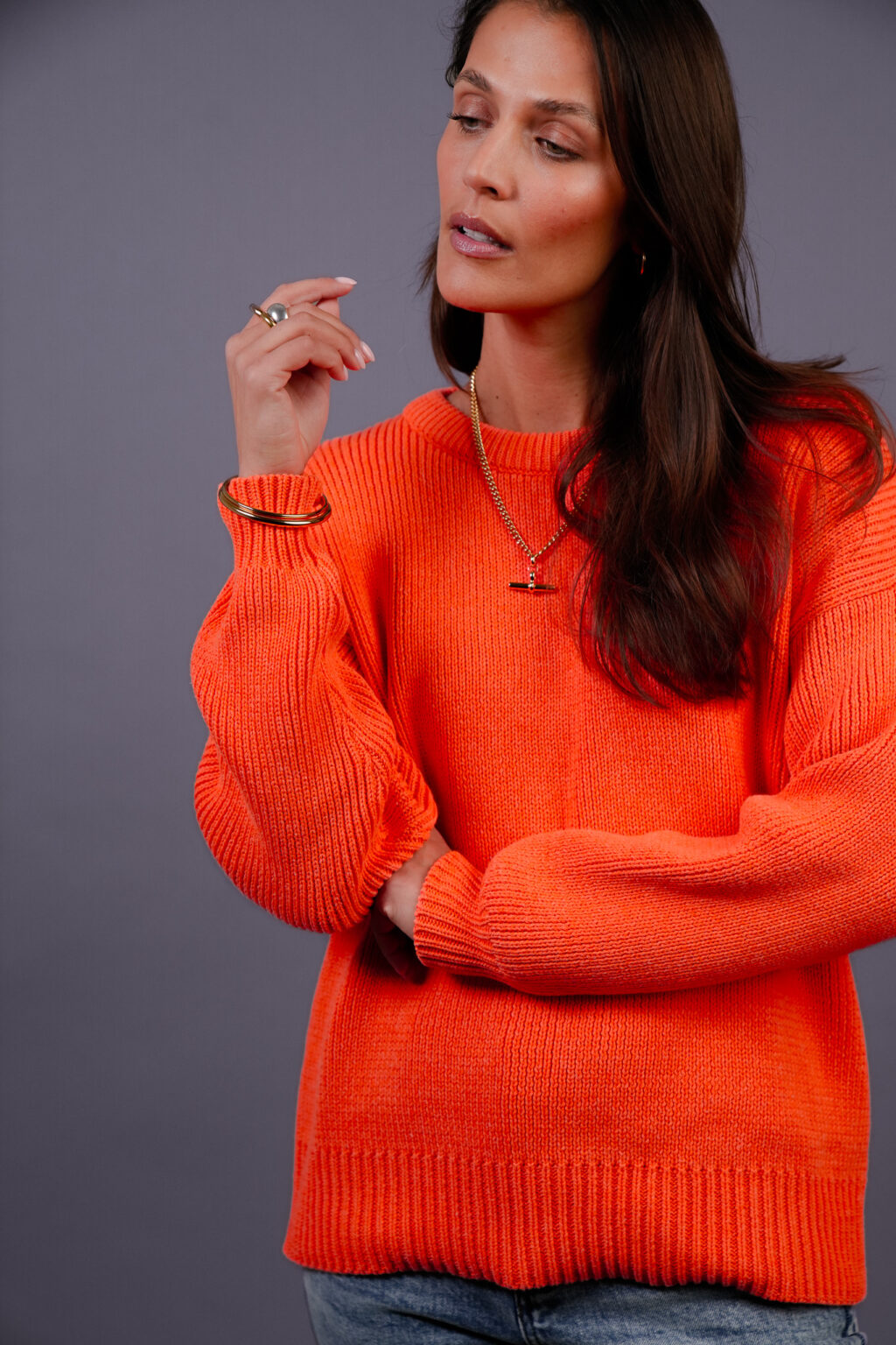 Neon Orange Cotton Crew